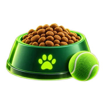 Comedouro pet com ração e bola de tênis
